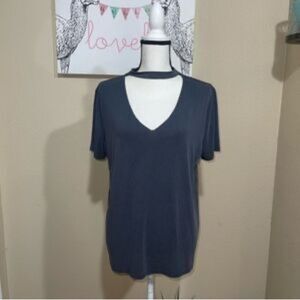 Xl MOSSIMO  Vneck Bottom Knot Tee Gray